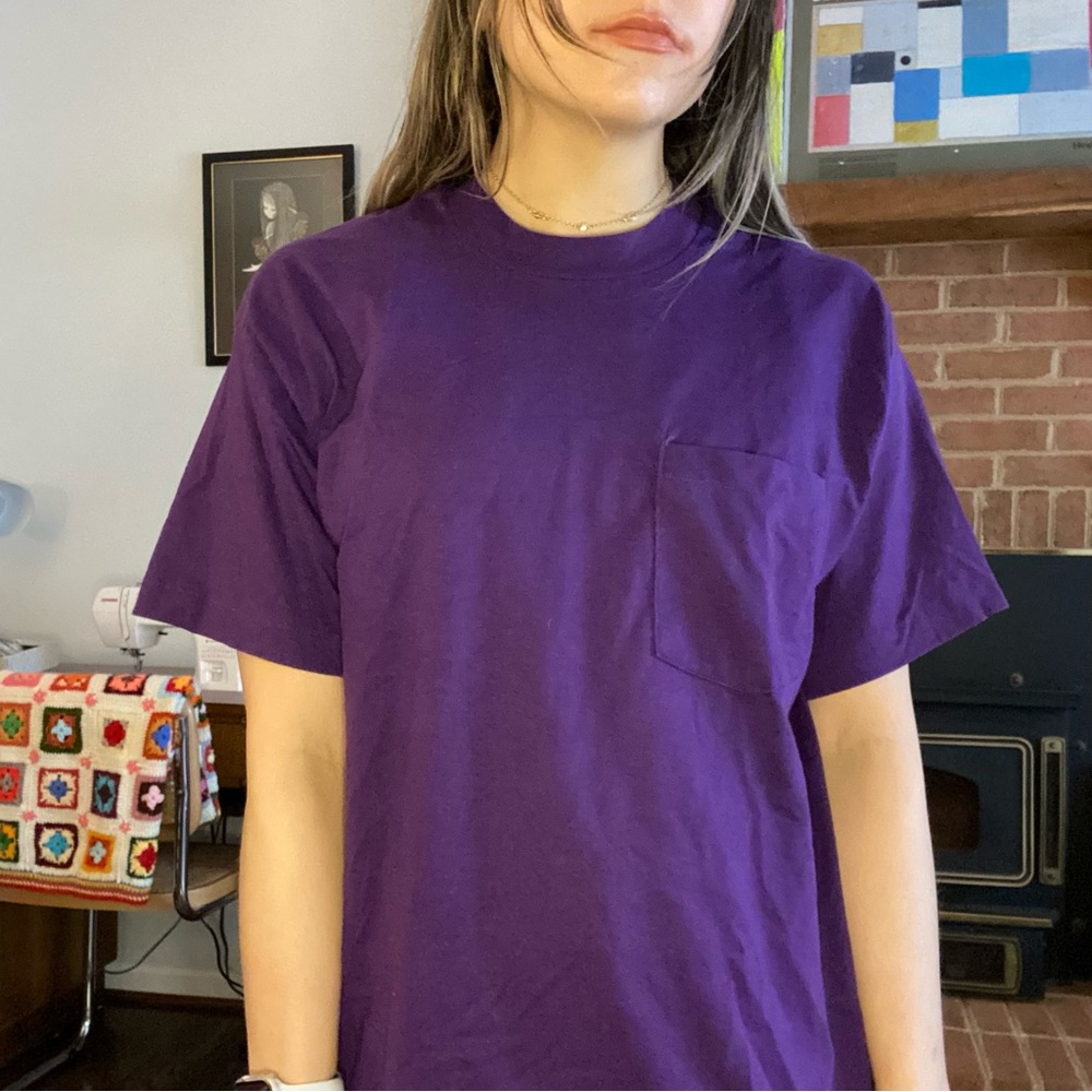 Vintage 90s Singke Stitch Violet BVD Solid Chest Pocket Tee 1990s Unisex…